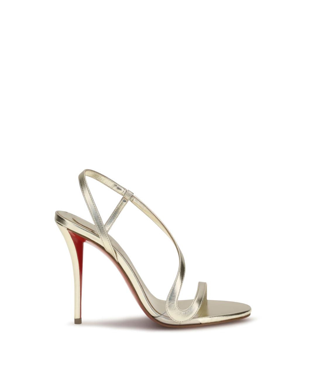 CHRISTIAN LOUBOUTIN Золотые кожаные босоножки, фото 1