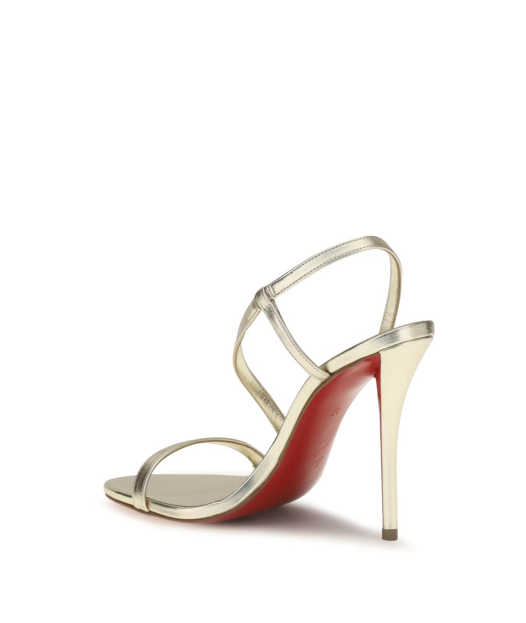 CHRISTIAN LOUBOUTIN Золотые кожаные босоножки, фото 3