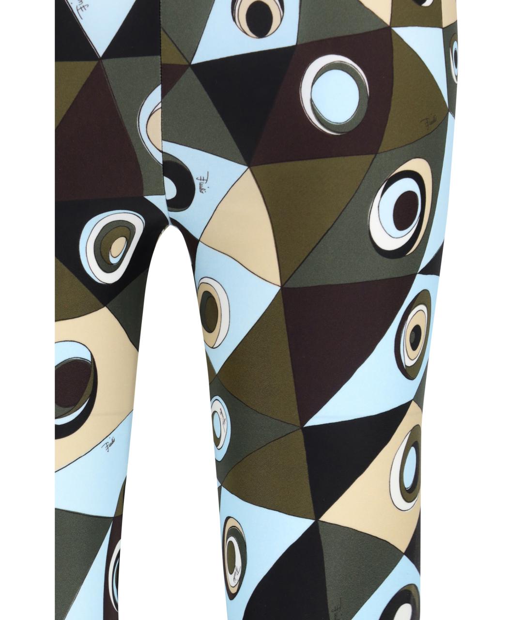 PUCCI Хаки синтетические леггинсы и велосипедки, фото 3