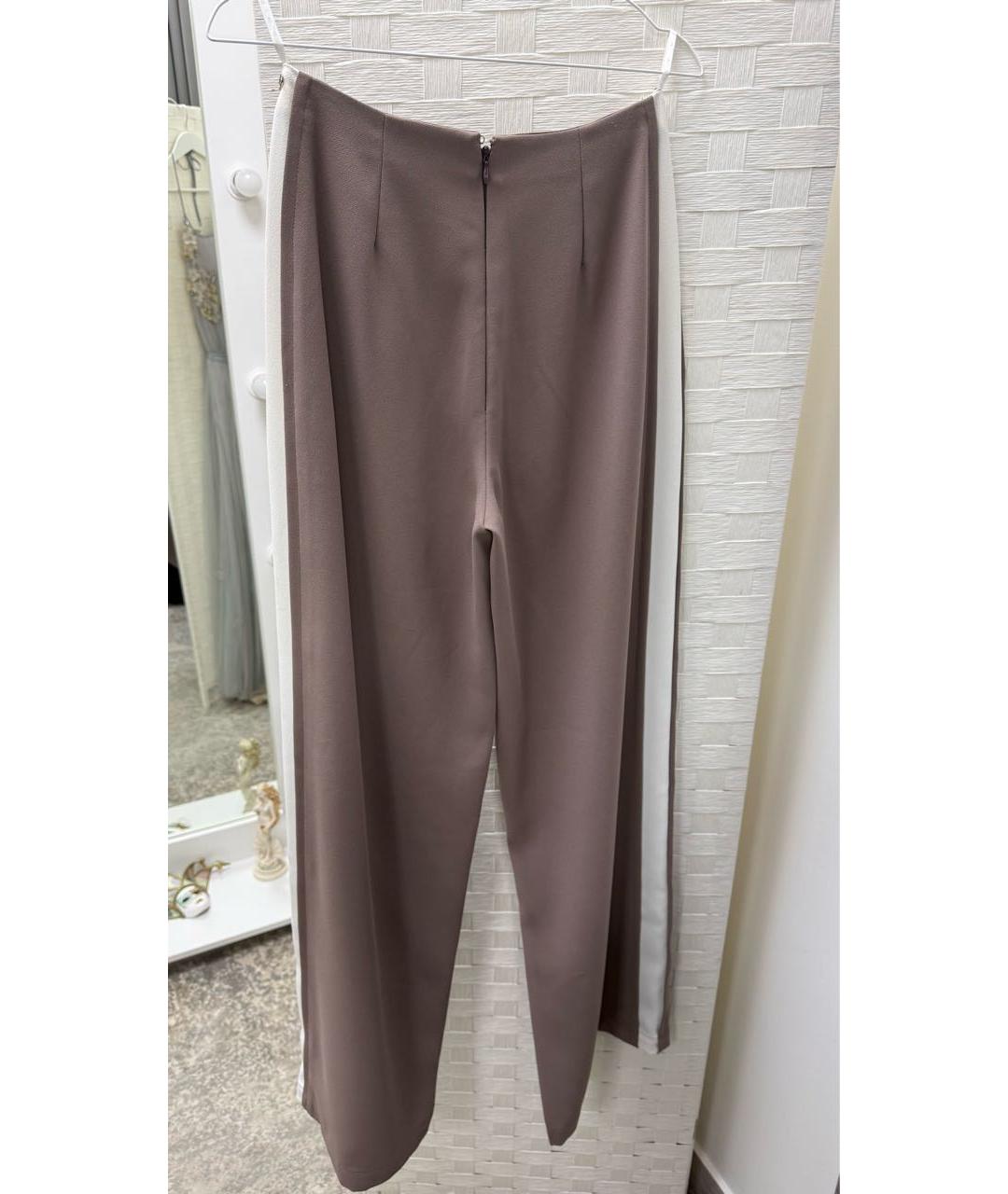 ELISABETTA FRANCHI Розовые полиэстеровые прямые брюки, фото 2