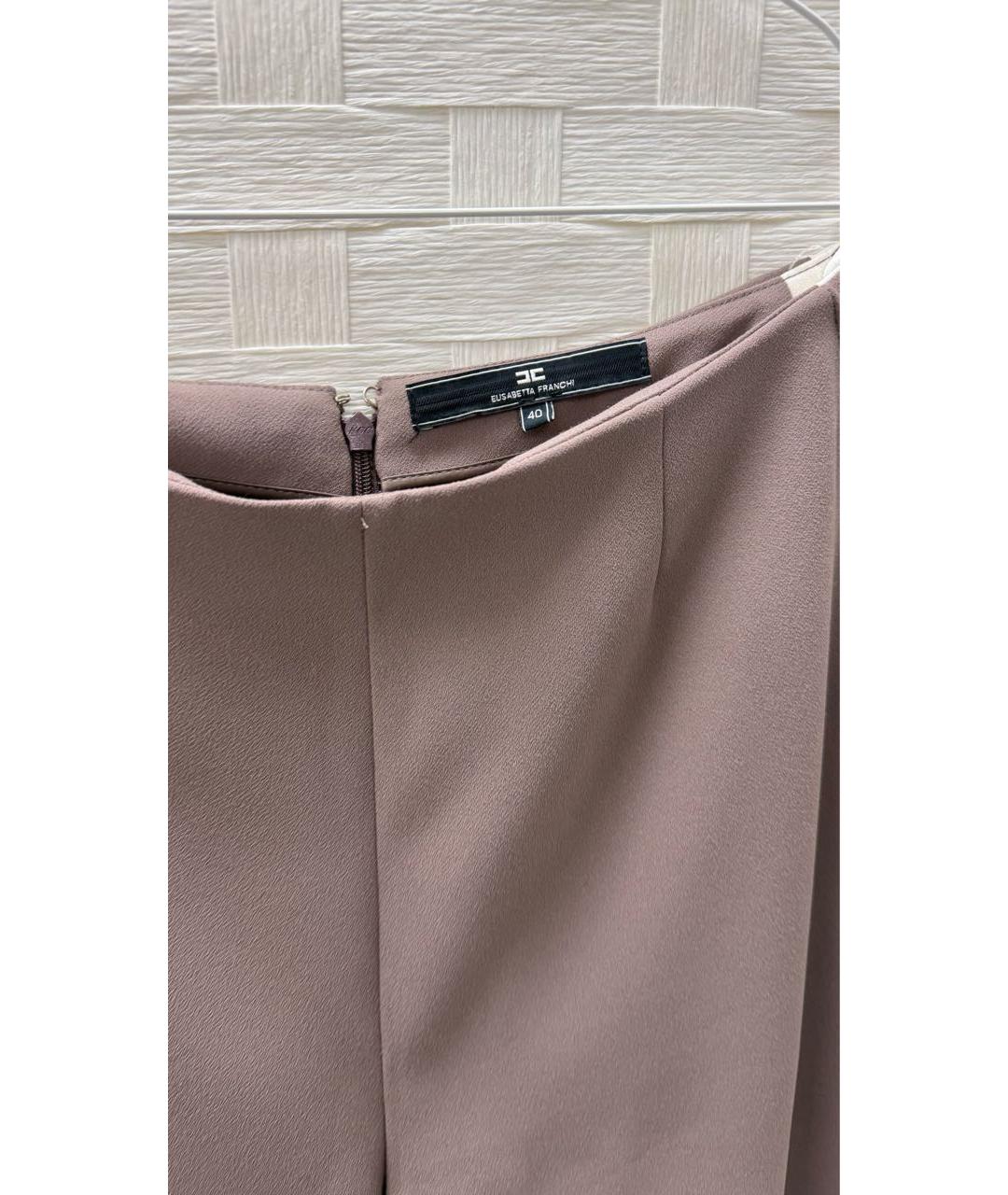 ELISABETTA FRANCHI Розовые полиэстеровые прямые брюки, фото 3