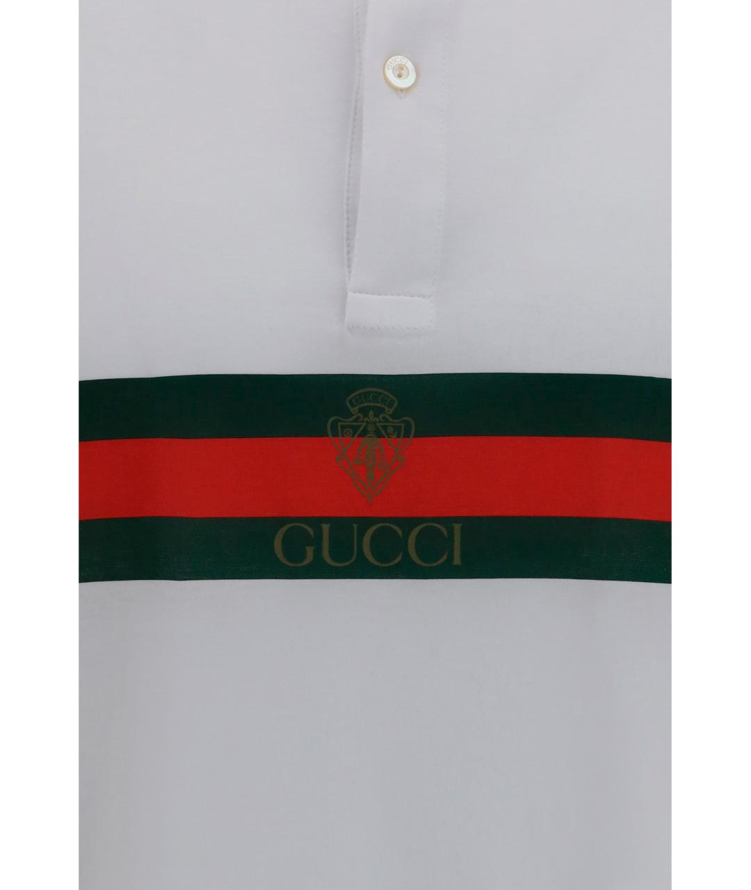 GUCCI Белое хлопковое поло с коротким рукавом, фото 3