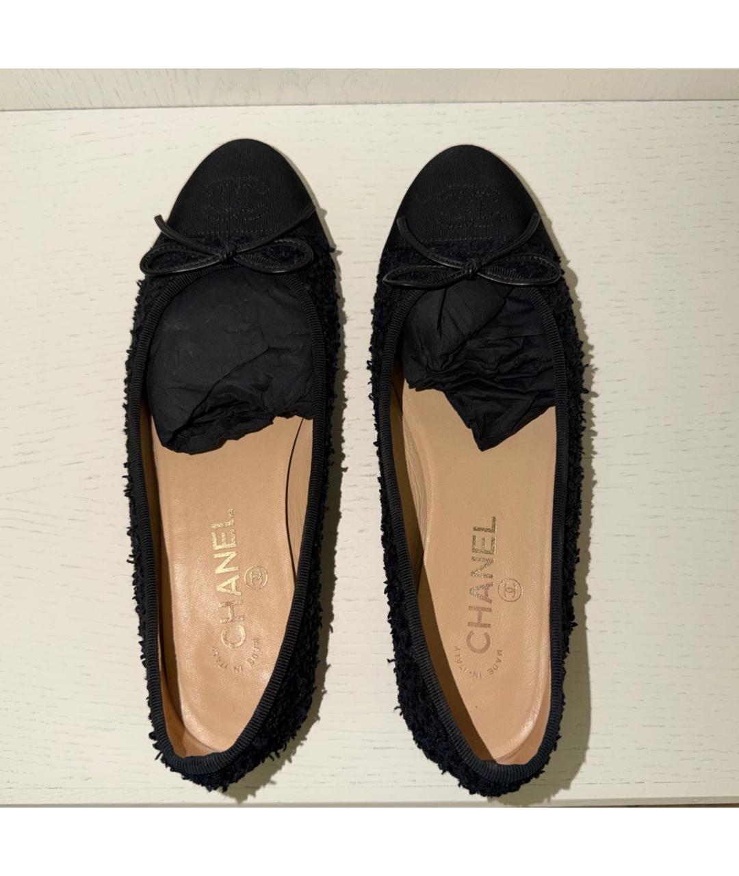 CHANEL Черные текстильные балетки, фото 3