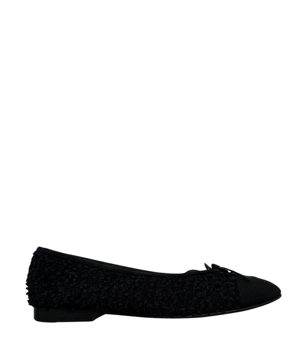 CHANEL Черные текстильные балетки, фото 1