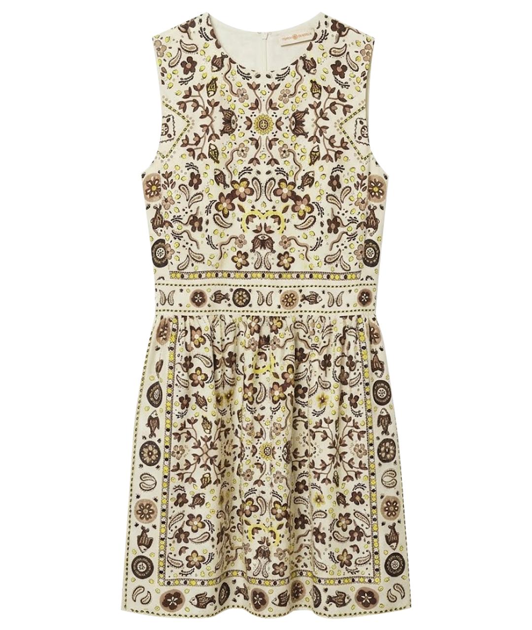 TORY BURCH Бежевое шелковое повседневное платье, фото 1