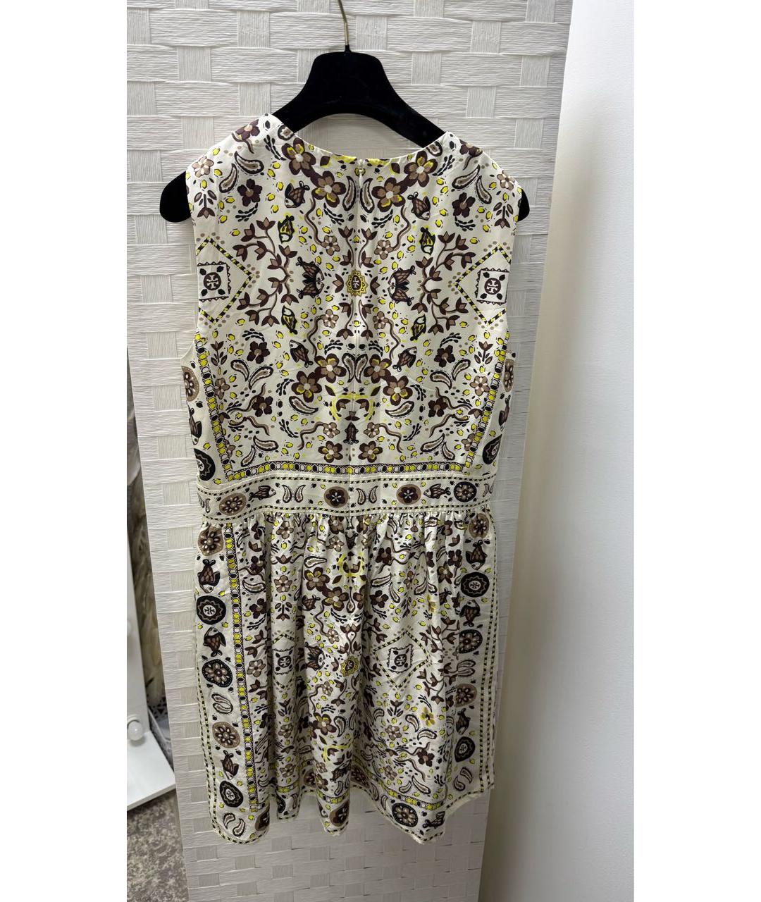TORY BURCH Бежевое шелковое повседневное платье, фото 2