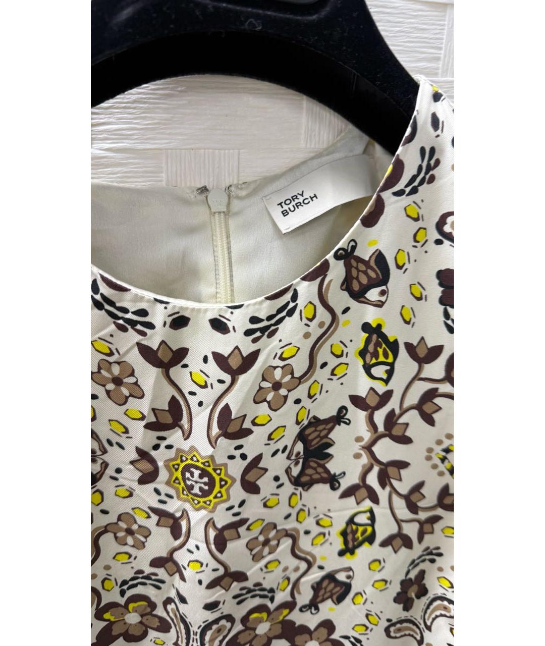 TORY BURCH Бежевое шелковое повседневное платье, фото 3