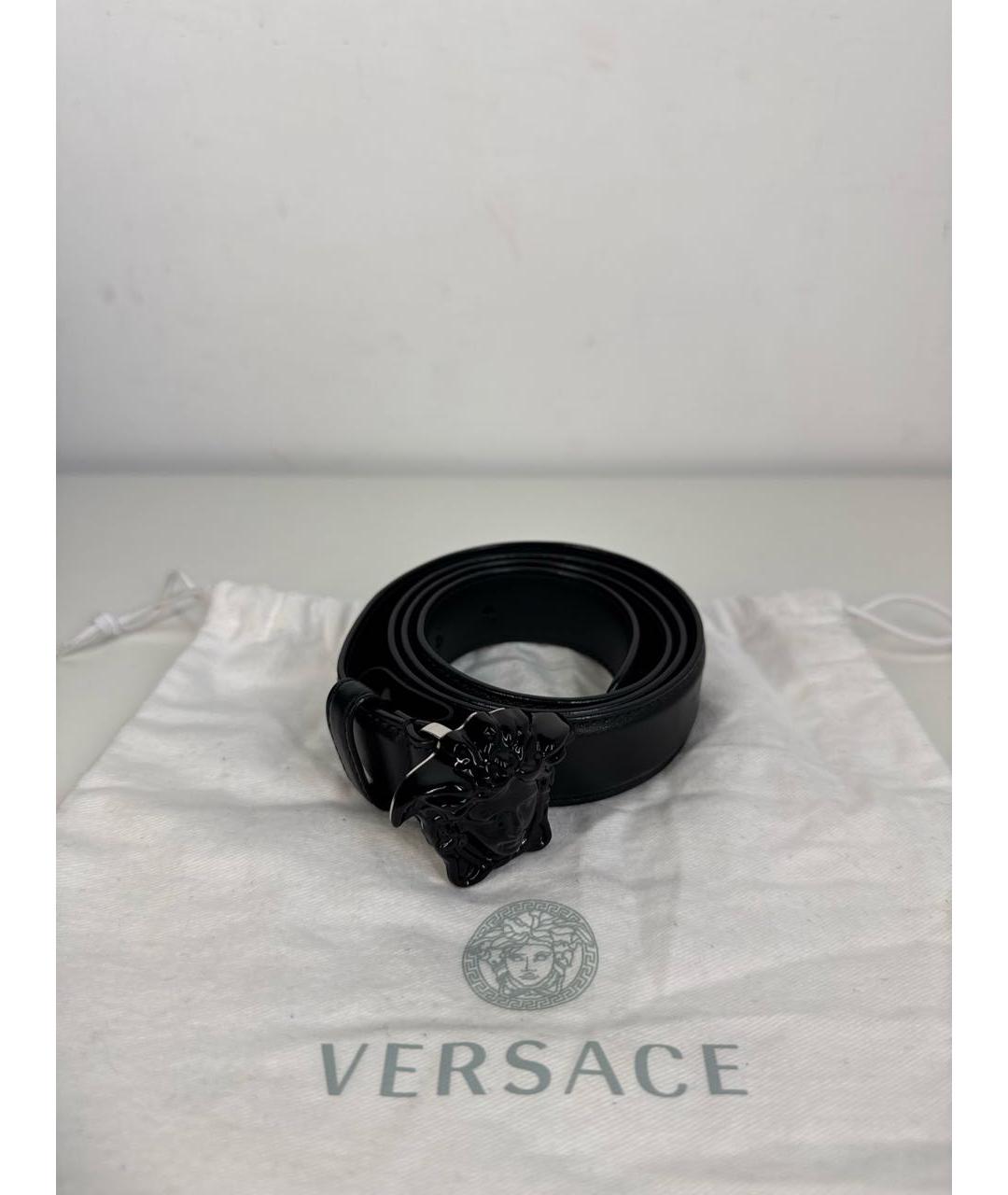 VERSACE Черный кожаный ремень, фото 5