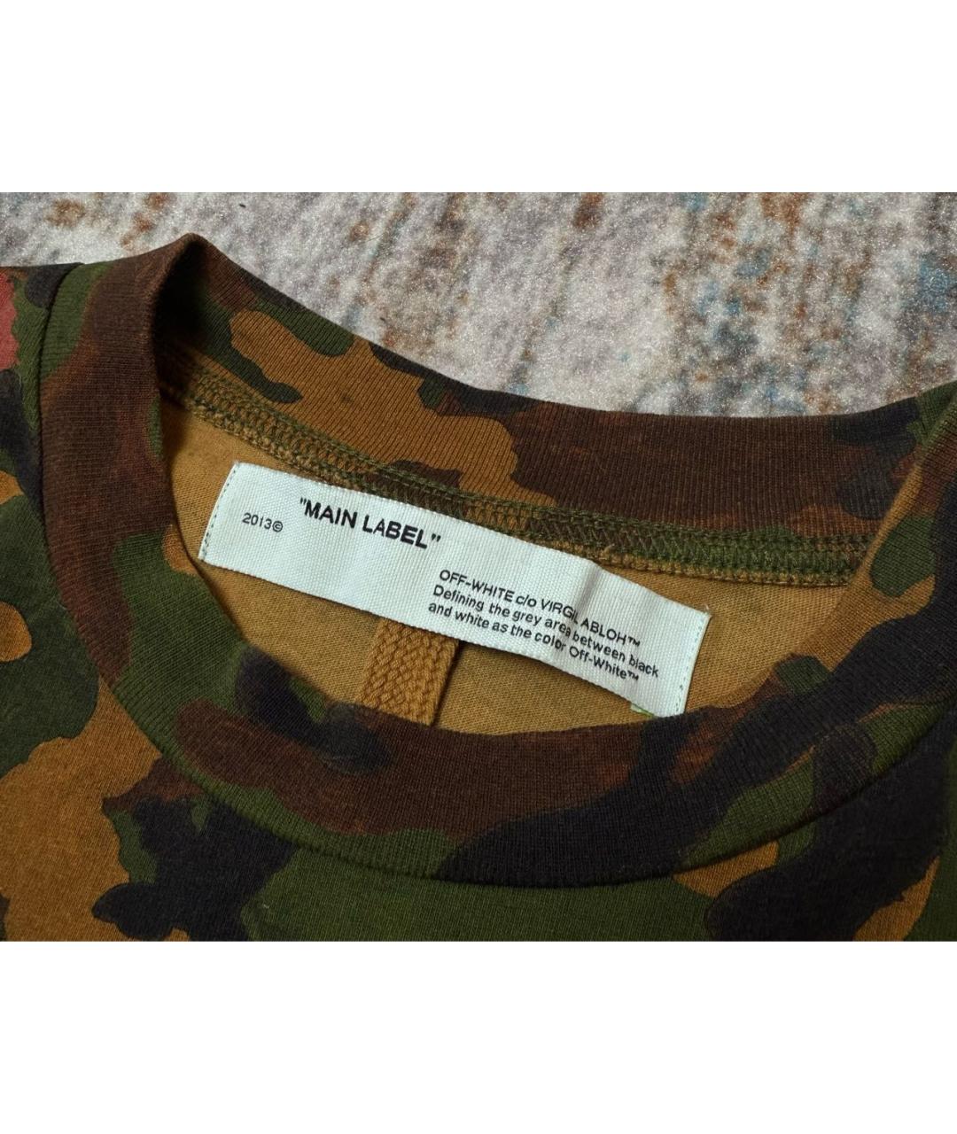 OFF-WHITE Хаки хлопковая футболка, фото 4