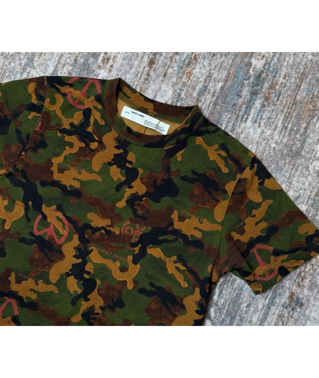 OFF-WHITE Хаки хлопковая футболка, фото 3