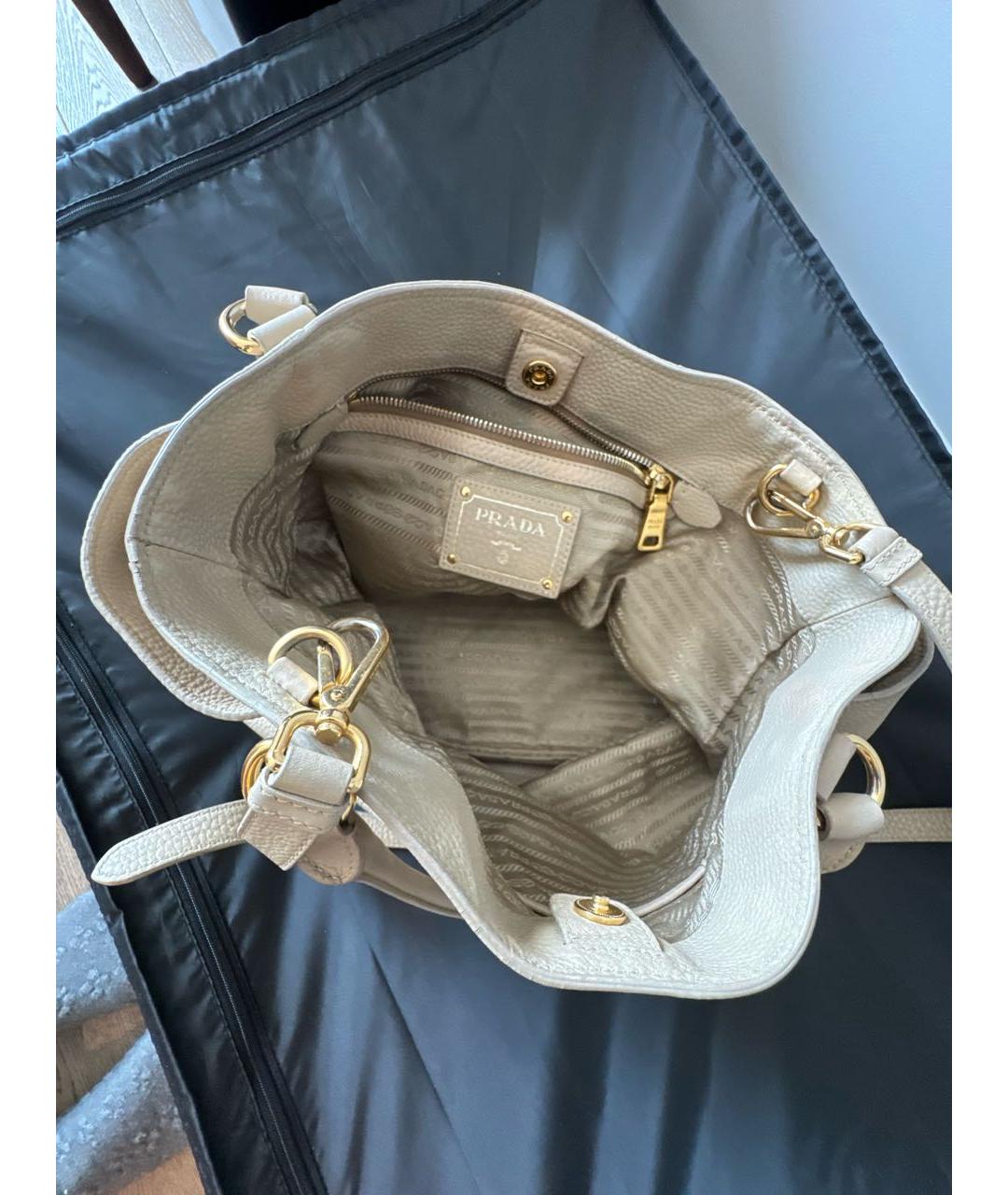 PRADA Бежевая кожаная сумка тоут, фото 4
