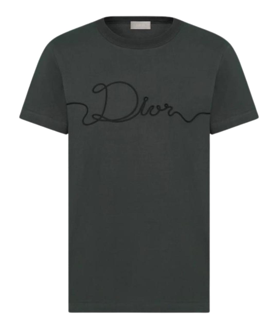 CHRISTIAN DIOR Серая хлопковая футболка, фото 1