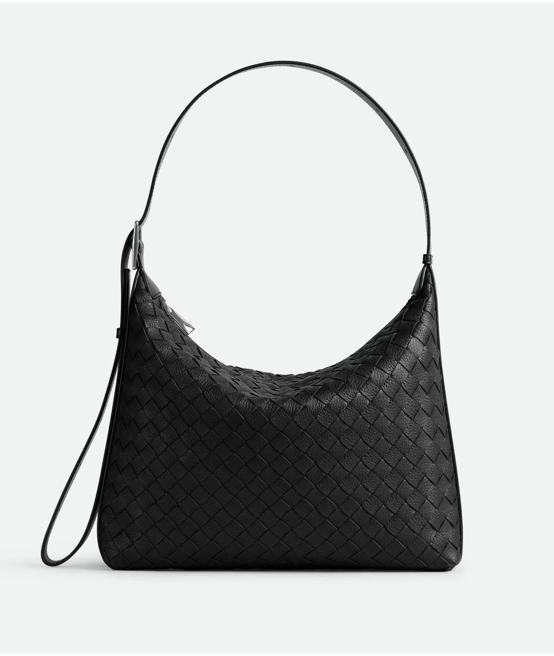 BOTTEGA VENETA Черная кожаная сумка на плечо, фото 4