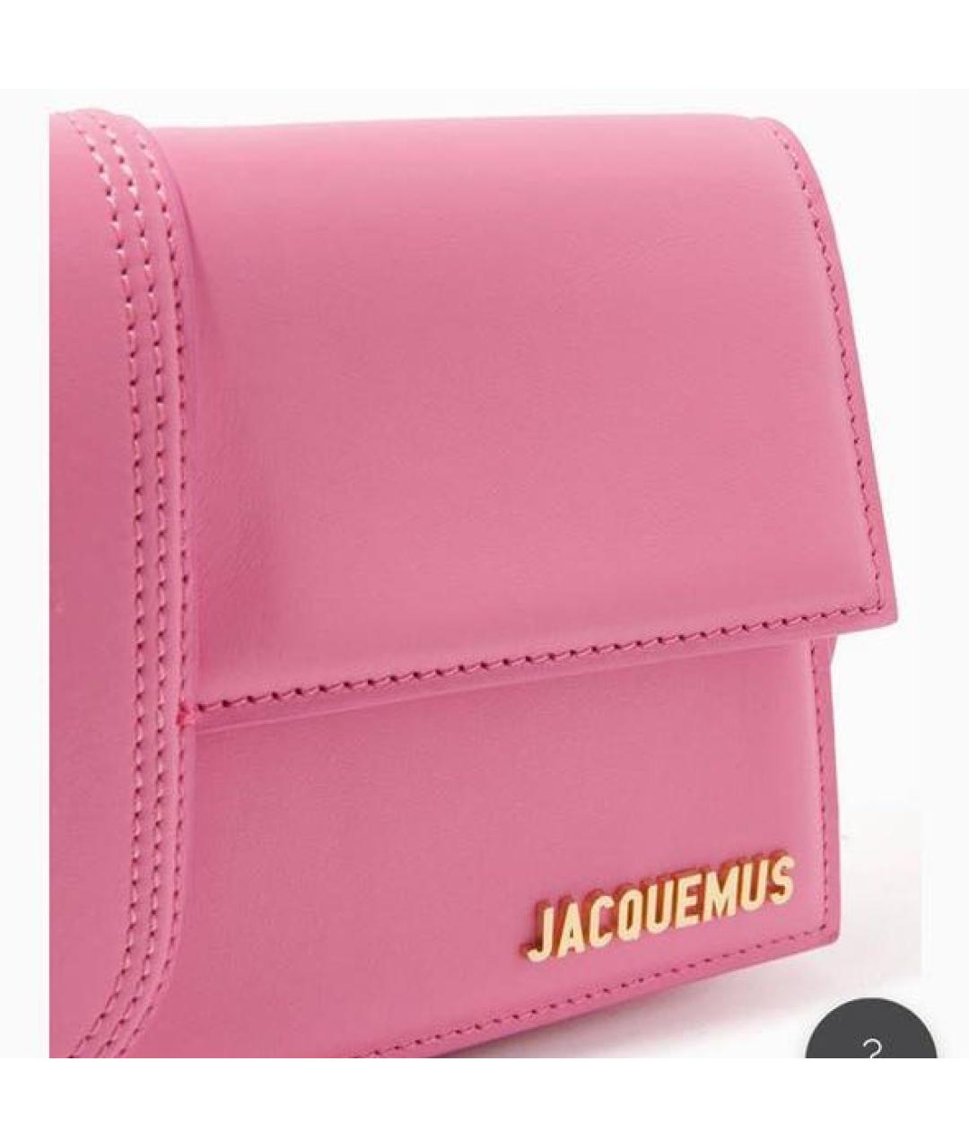 JACQUEMUS Розовая кожаная сумка с короткими ручками, фото 2