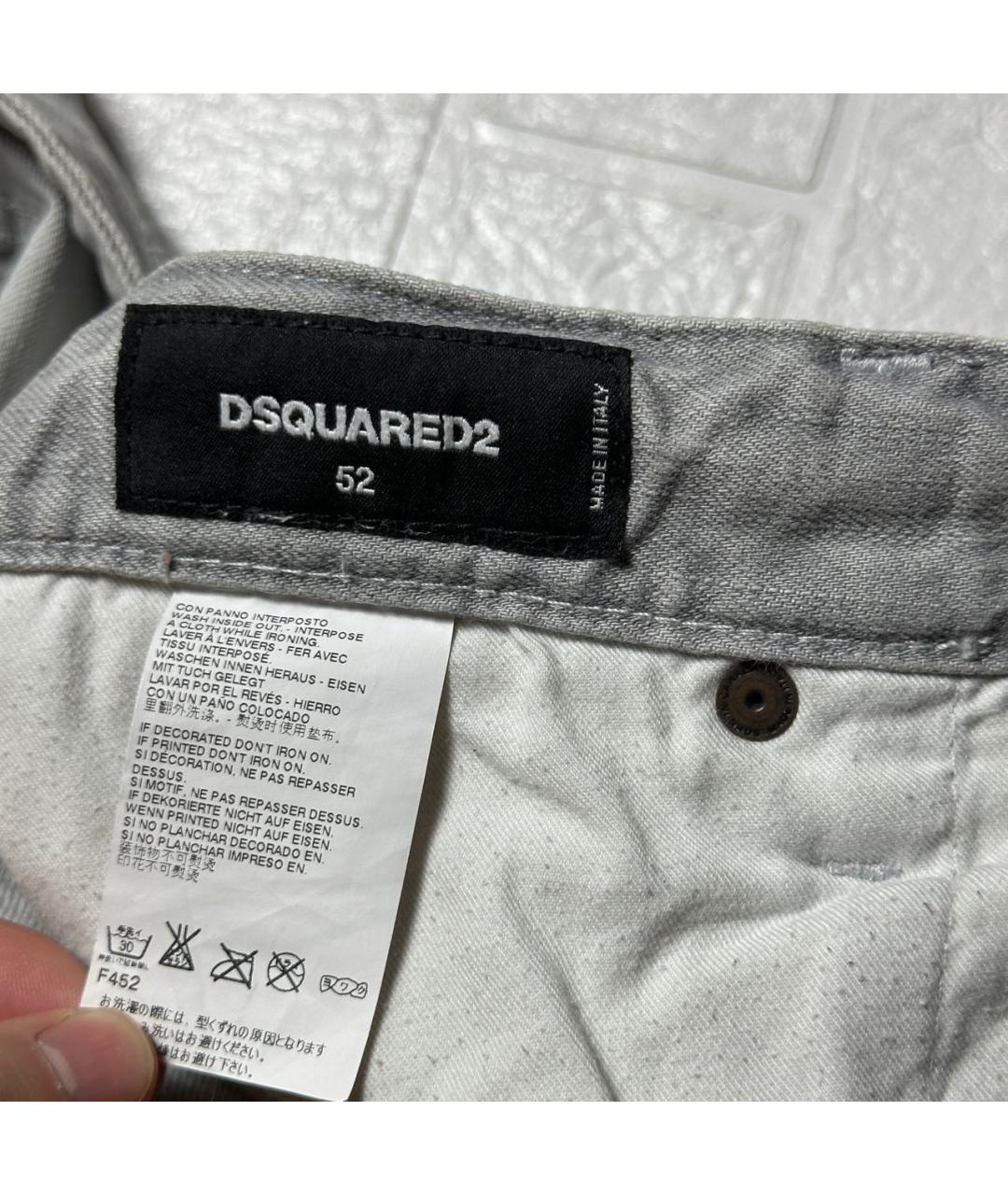 DSQUARED2 Серые хлопко-эластановые прямые джинсы, фото 5
