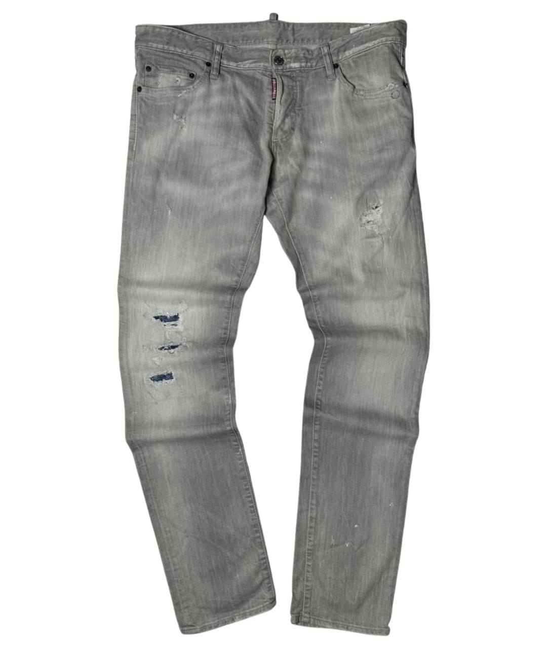 DSQUARED2 Серые хлопко-эластановые прямые джинсы, фото 1