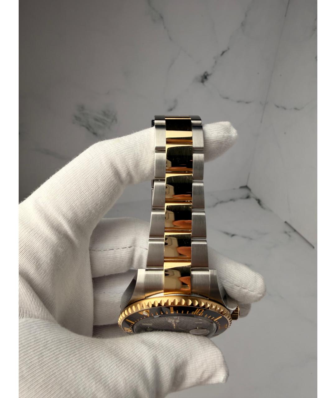 ROLEX Черные часы из желтого золота, фото 7