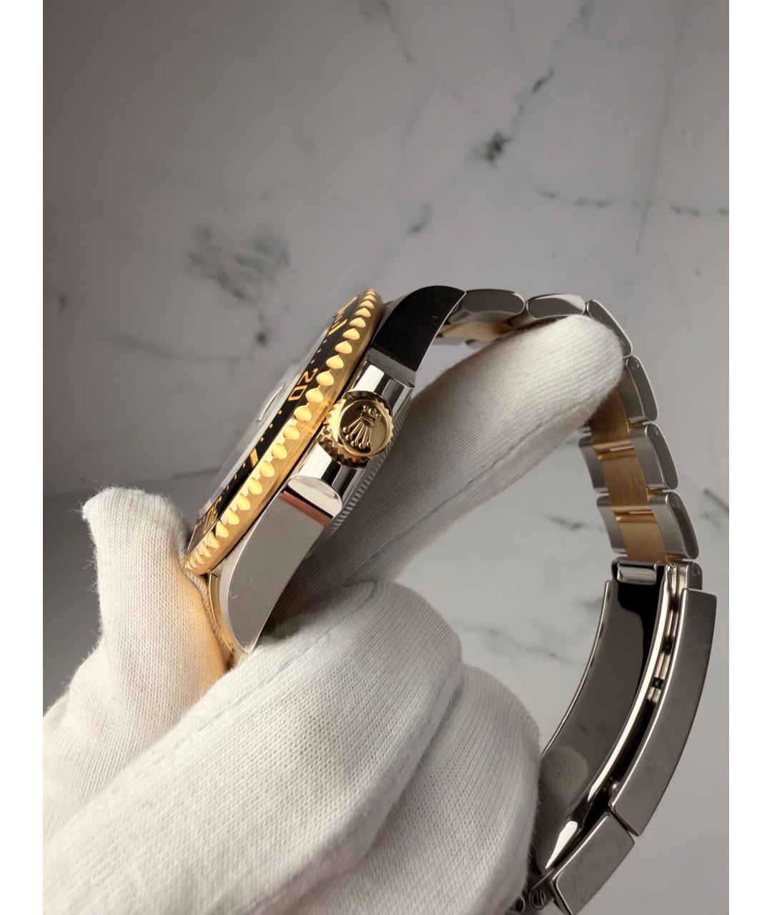 ROLEX Черные часы из желтого золота, фото 4