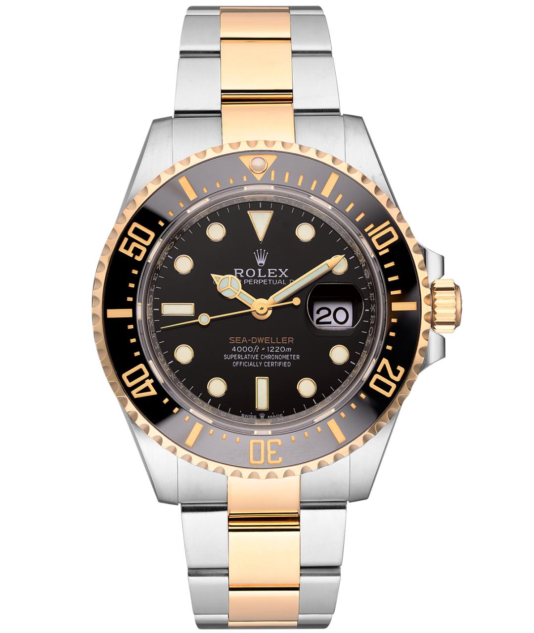 ROLEX Черные часы из желтого золота, фото 1