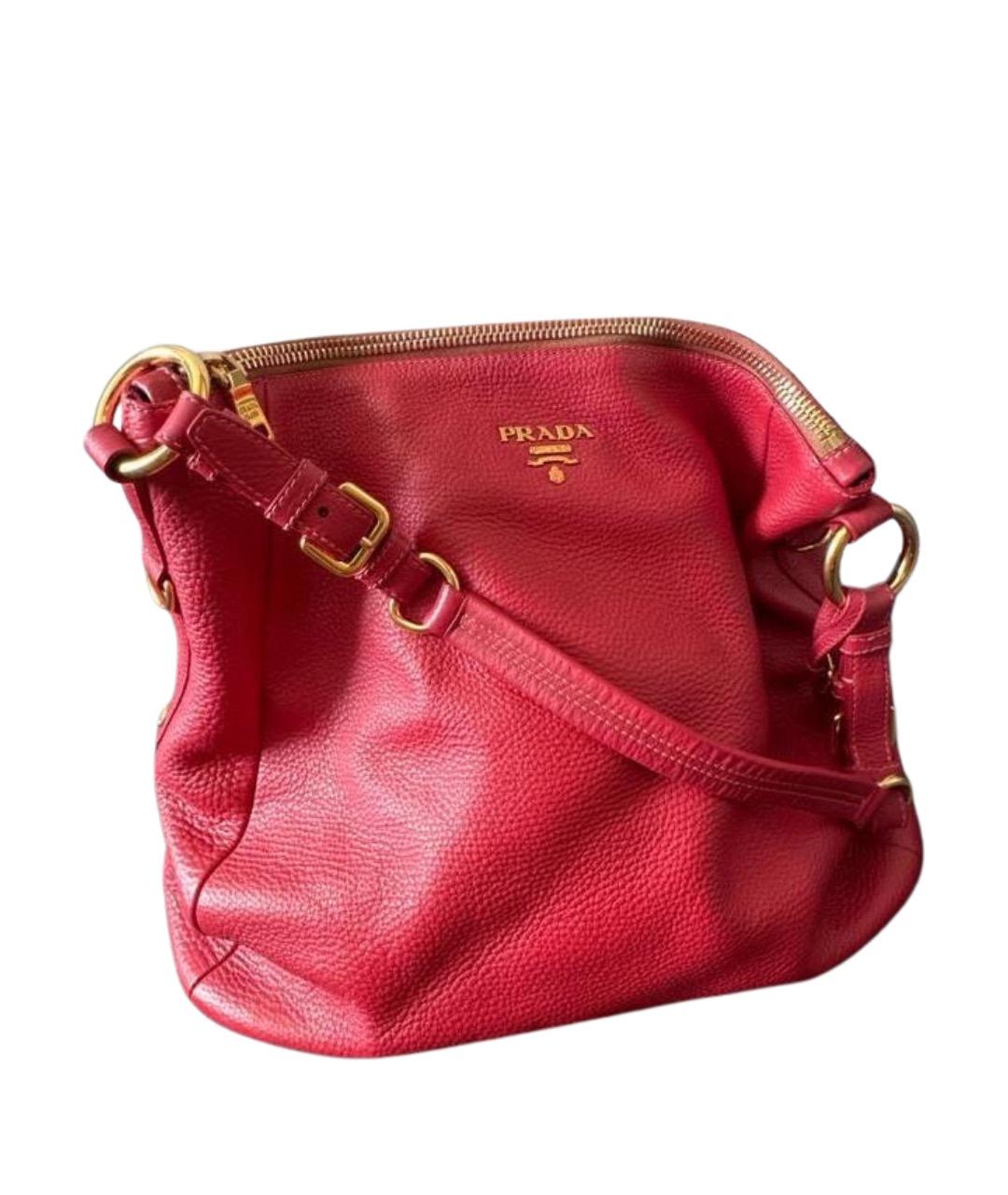 PRADA Красная кожаная сумка тоут, фото 1