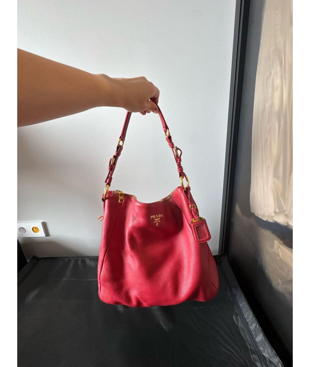 PRADA Красная кожаная сумка тоут, фото 4