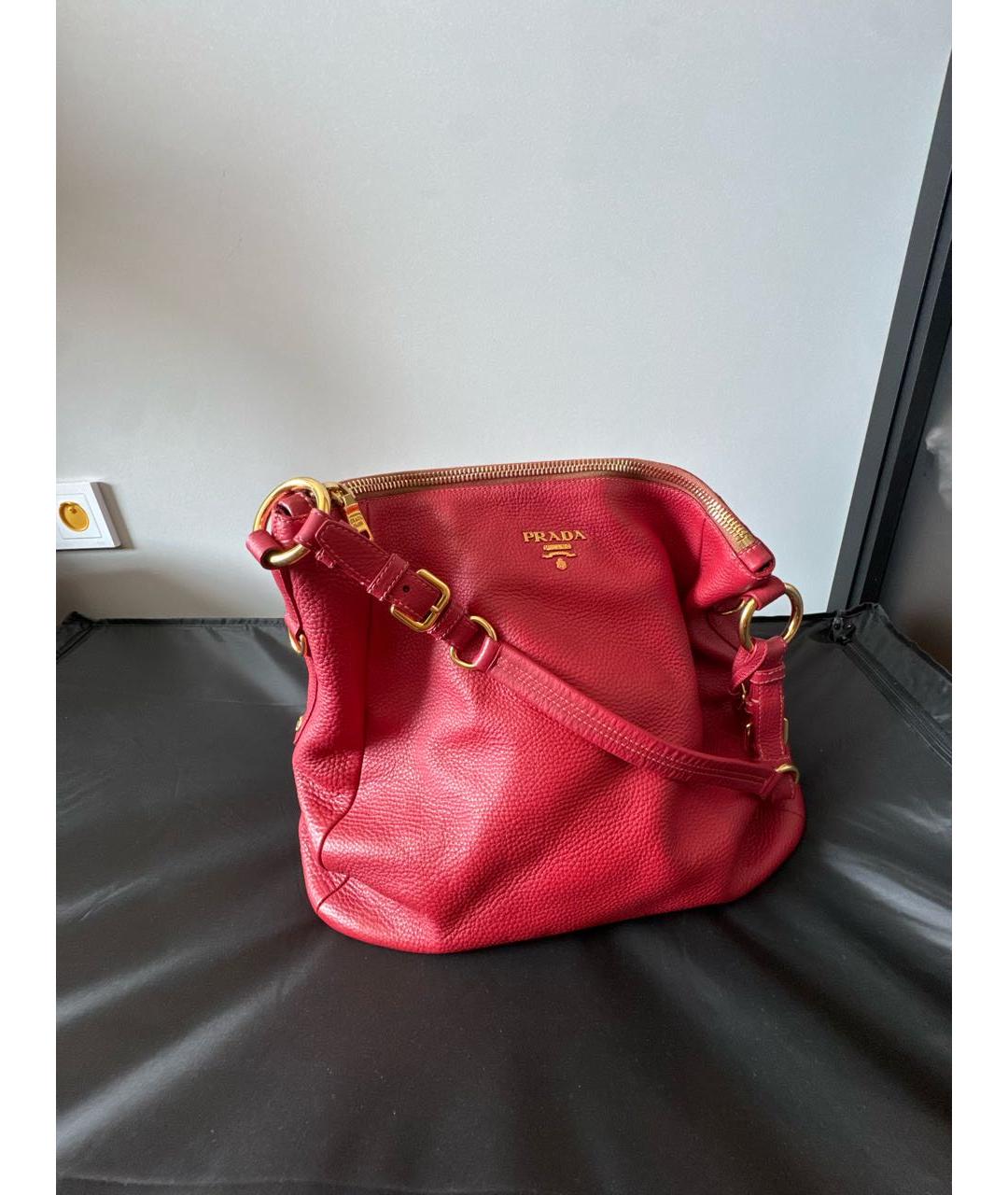 PRADA Красная кожаная сумка тоут, фото 9