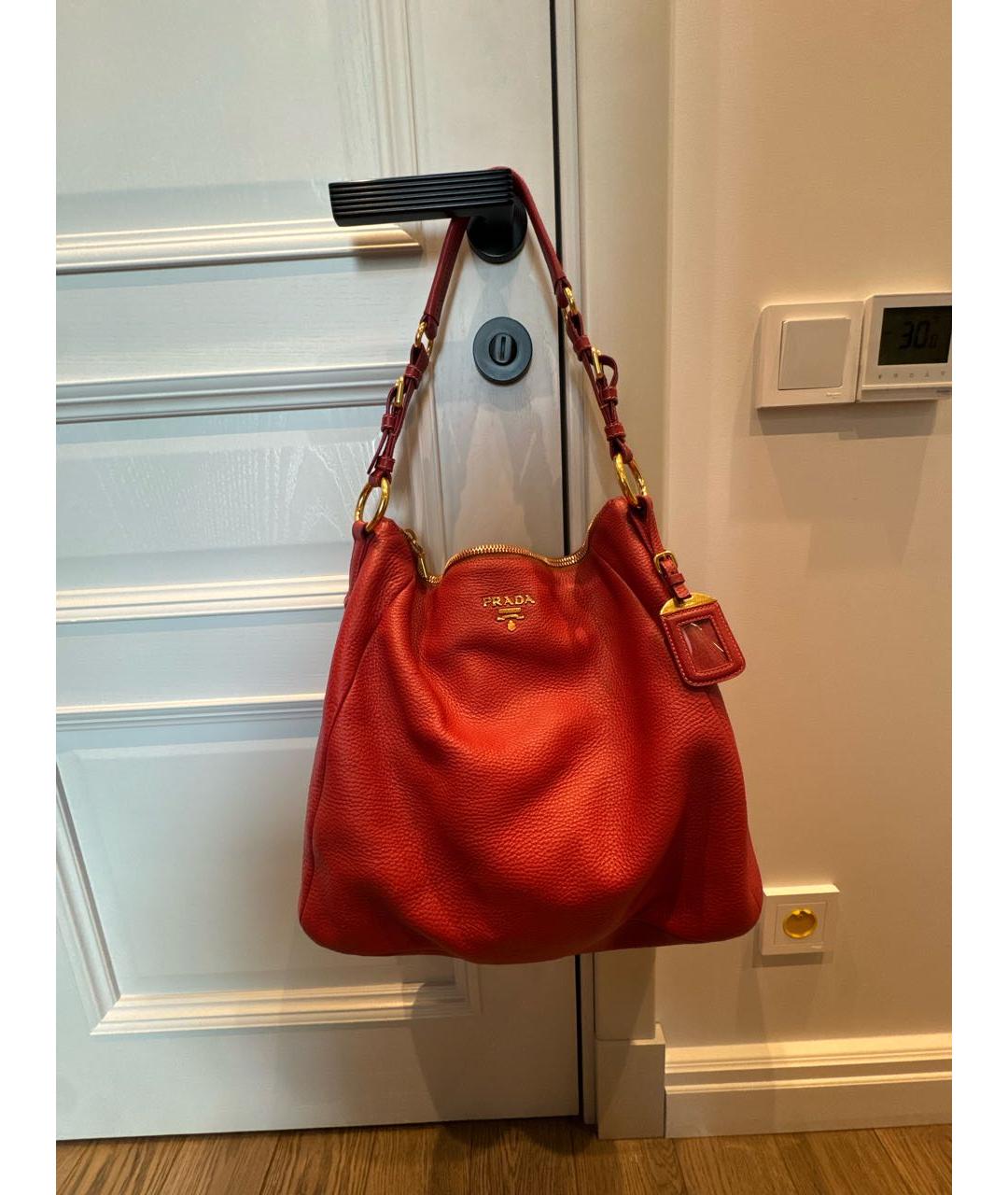 PRADA Красная кожаная сумка тоут, фото 2
