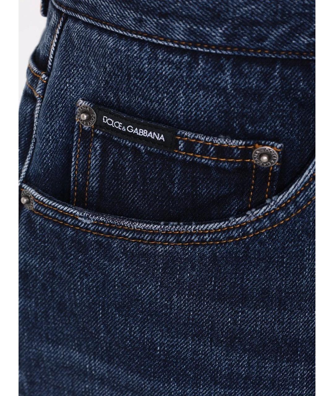 DOLCE&GABBANA Синие хлопковые прямые джинсы, фото 4