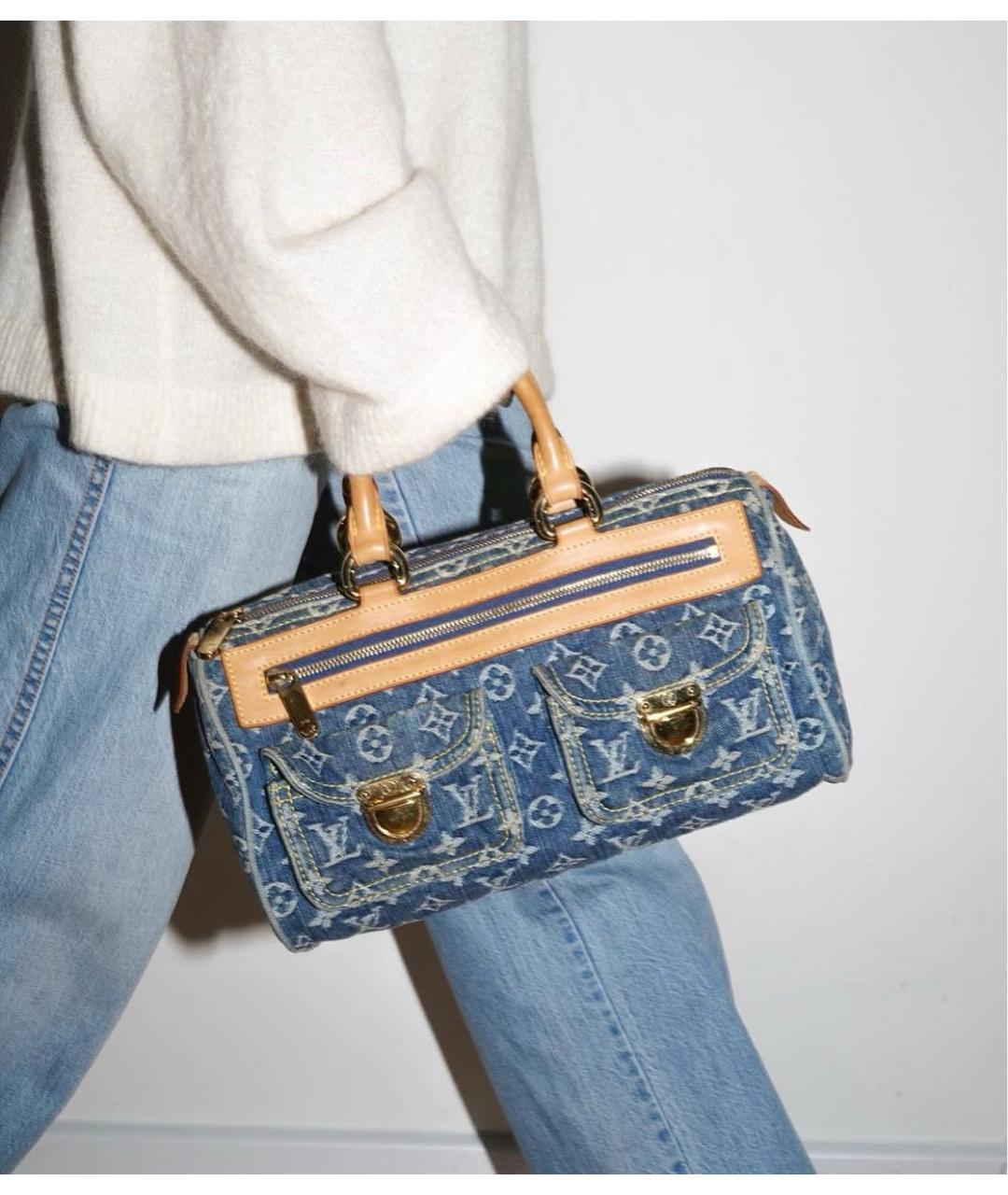 LOUIS VUITTON Синяя деним сумка с короткими ручками, фото 2