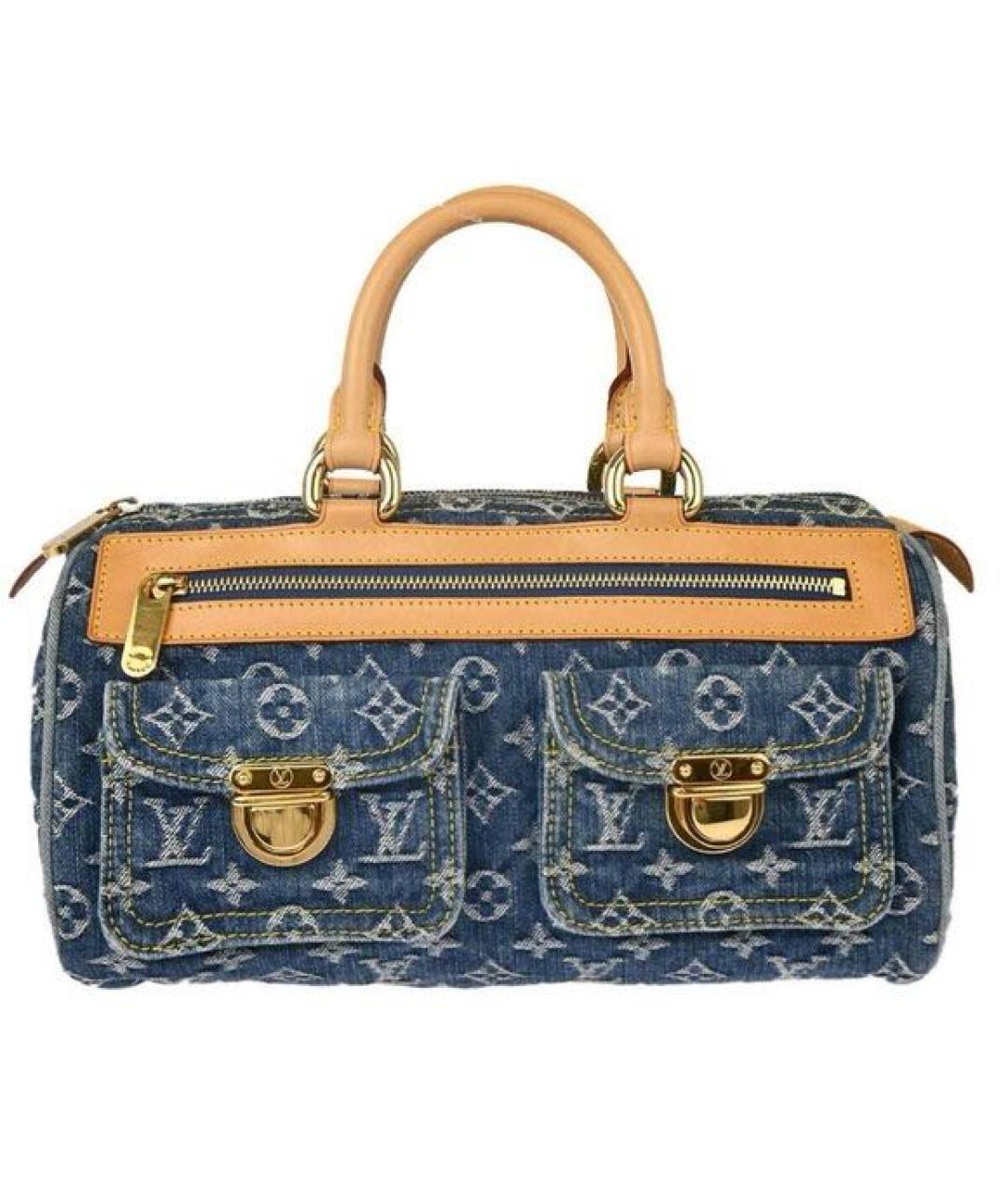 LOUIS VUITTON Синяя деним сумка с короткими ручками, фото 4