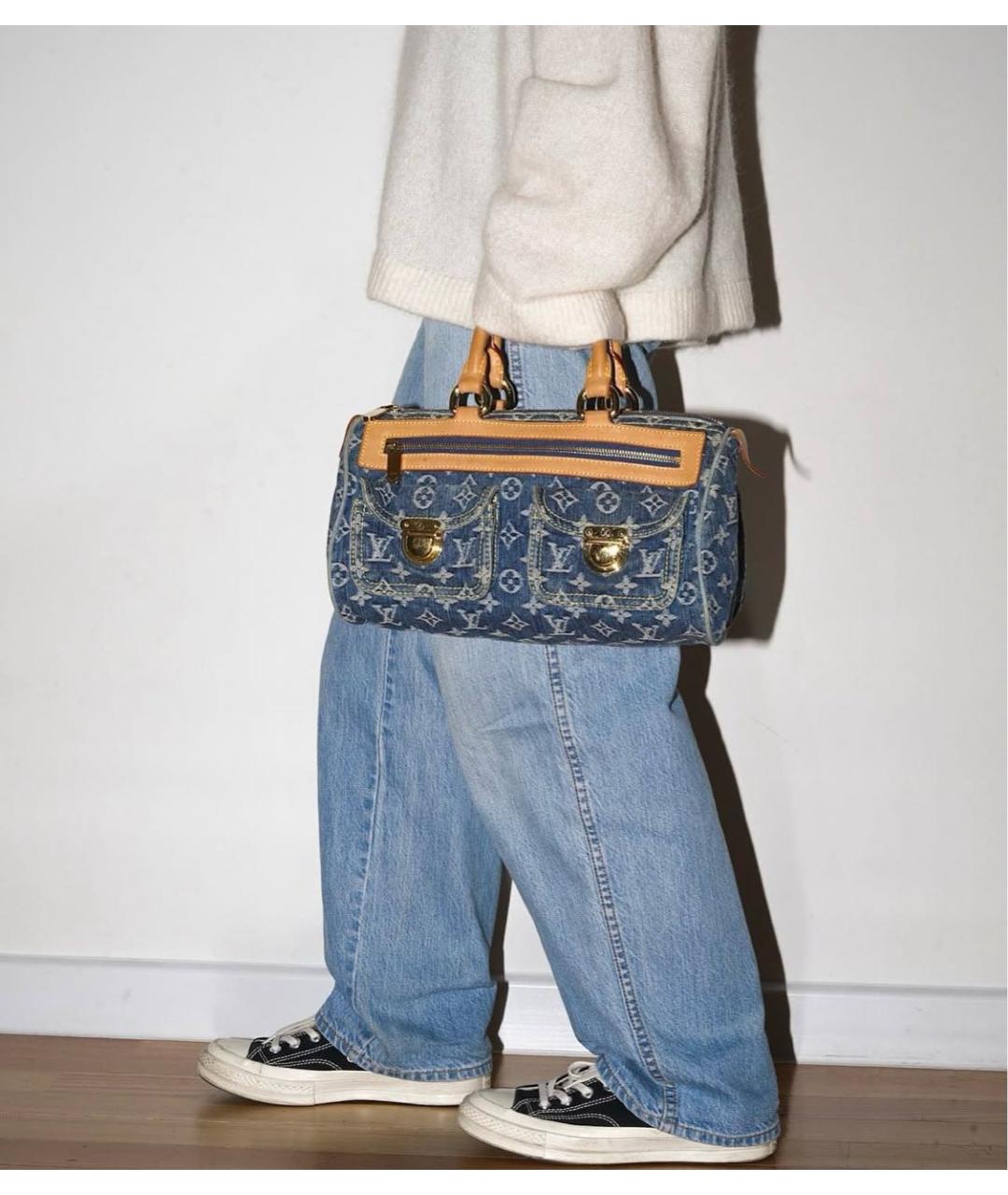 LOUIS VUITTON Синяя деним сумка с короткими ручками, фото 3