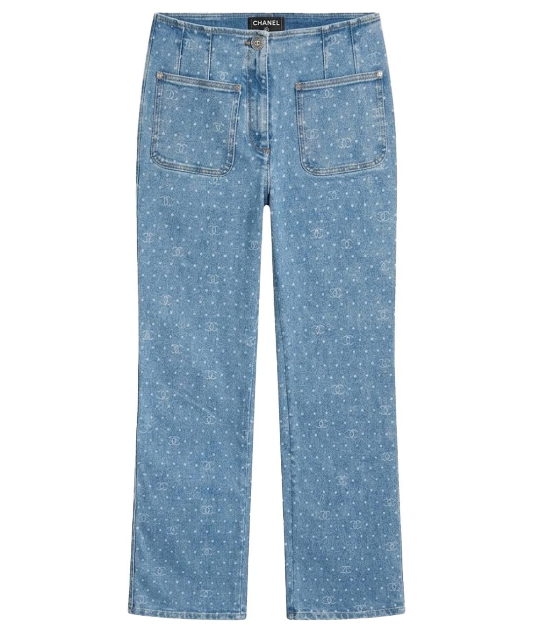CHANEL Голубые хлопковые прямые джинсы, фото 1