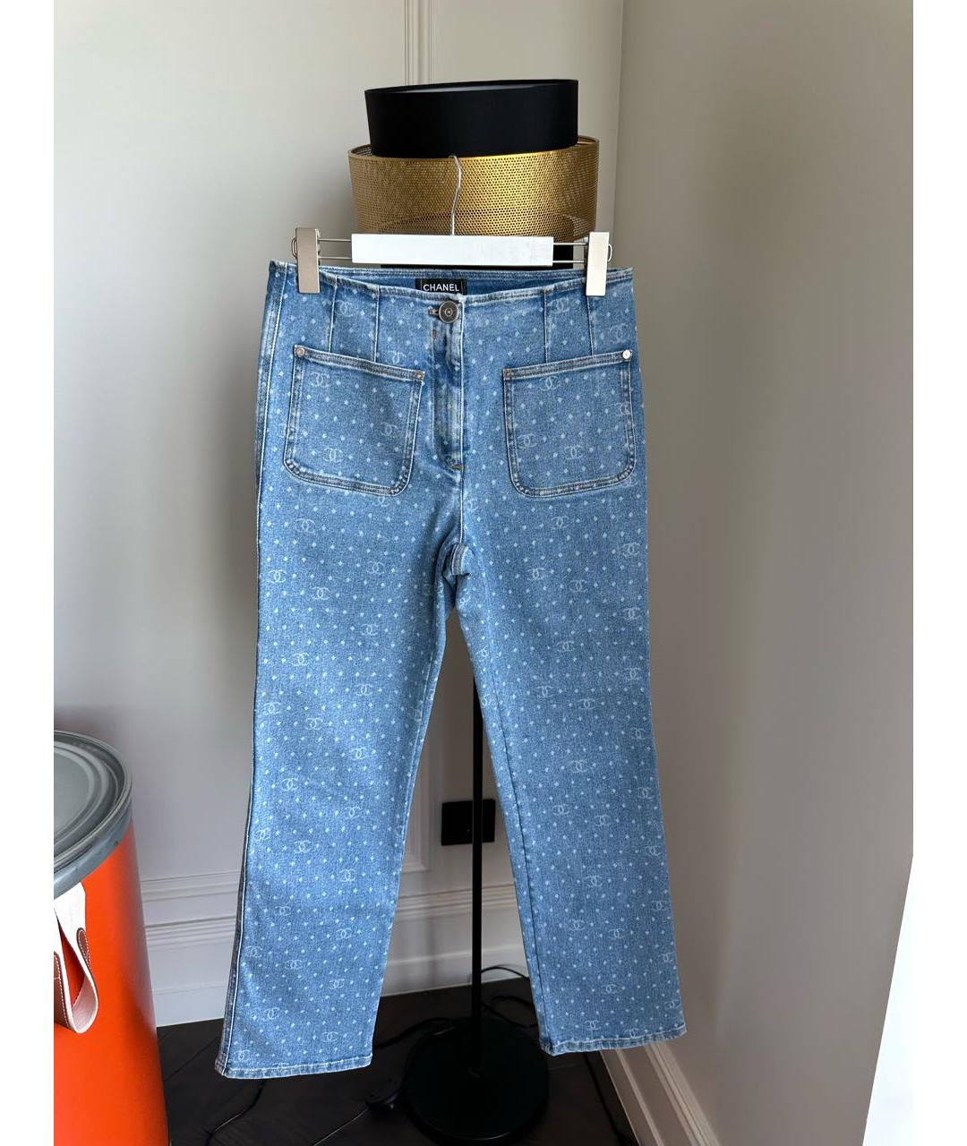 CHANEL Голубые хлопковые прямые джинсы, фото 4
