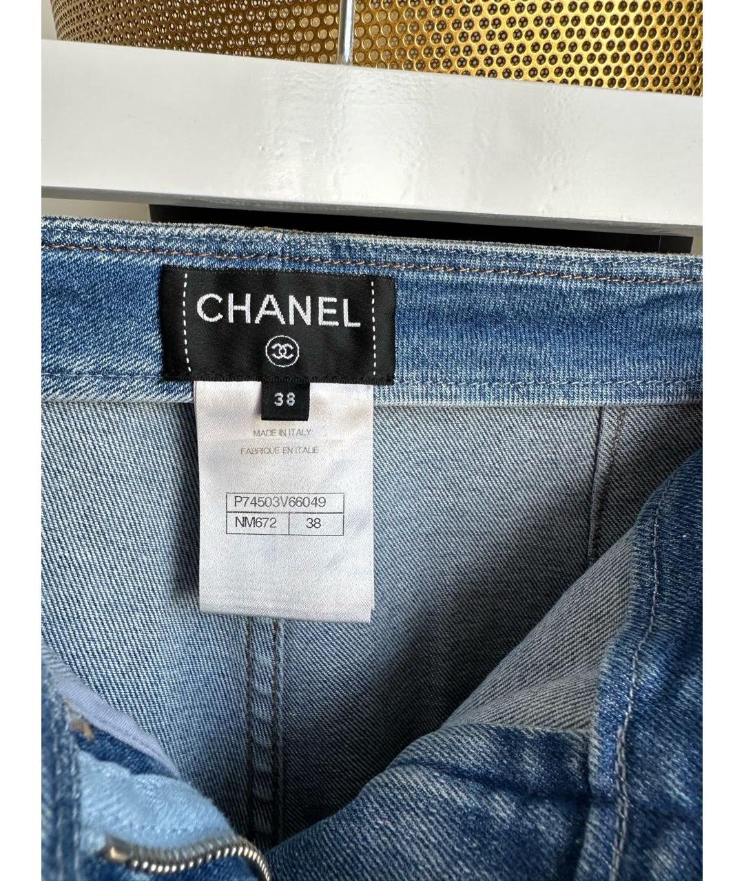 CHANEL Голубые хлопковые прямые джинсы, фото 3