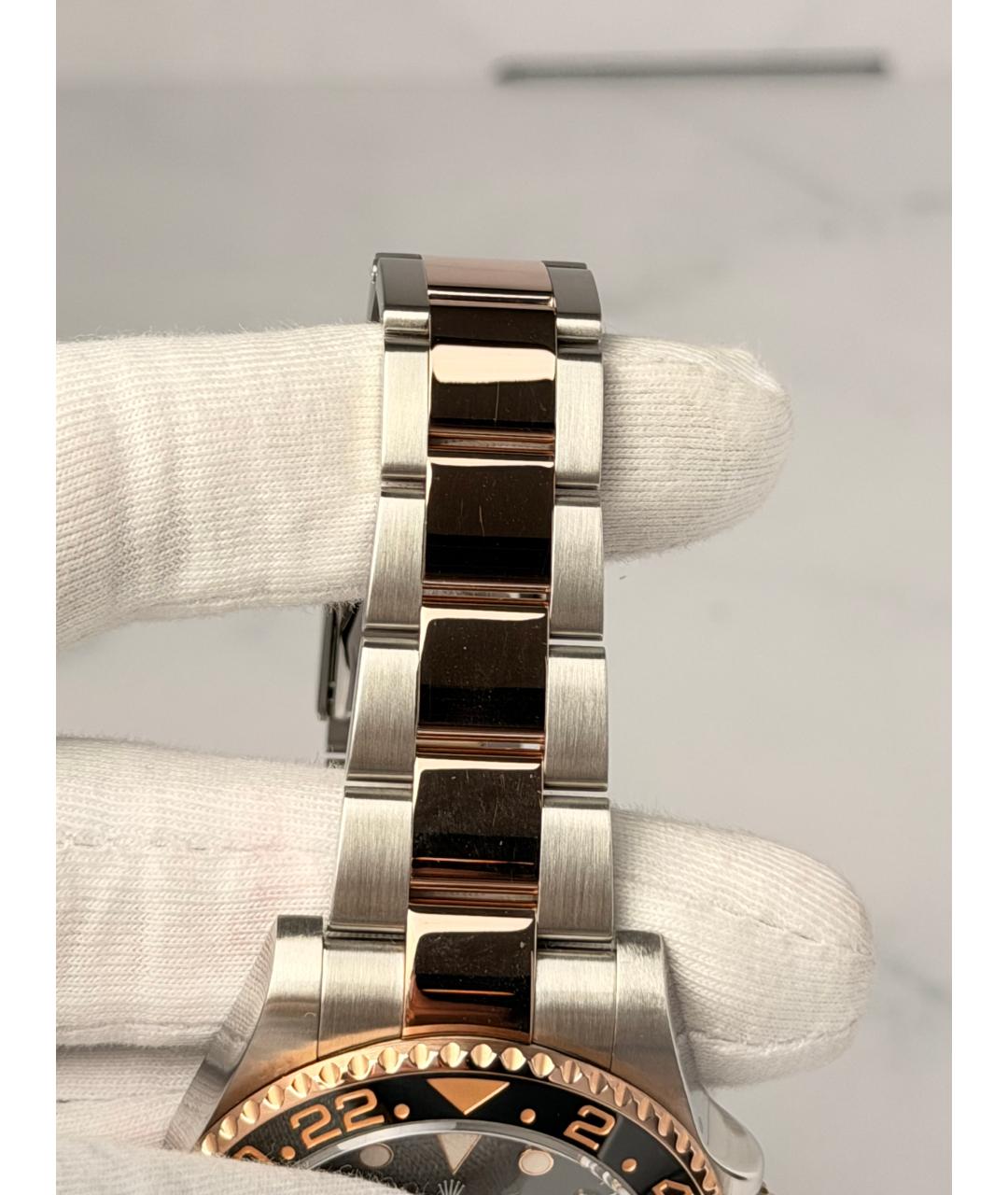ROLEX Черные часы из розового золота, фото 6