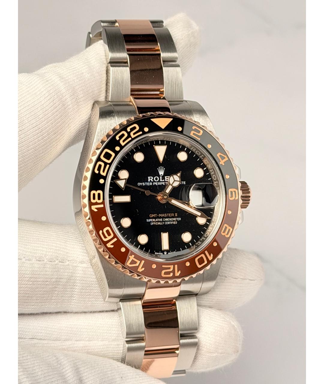 ROLEX Черные часы из розового золота, фото 2