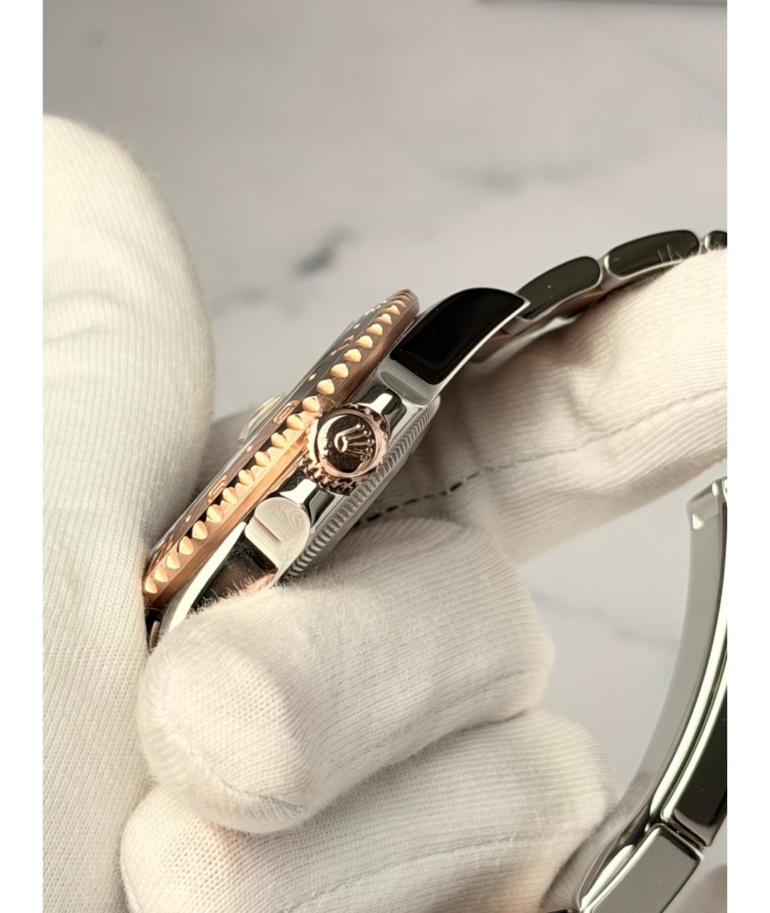 ROLEX Черные часы из розового золота, фото 4
