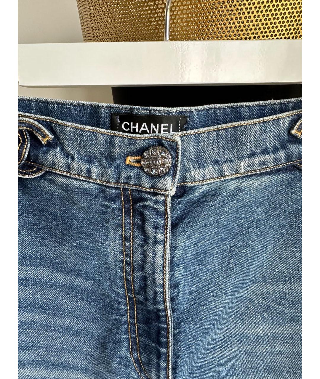 CHANEL Темно-синие хлопковые прямые джинсы, фото 2
