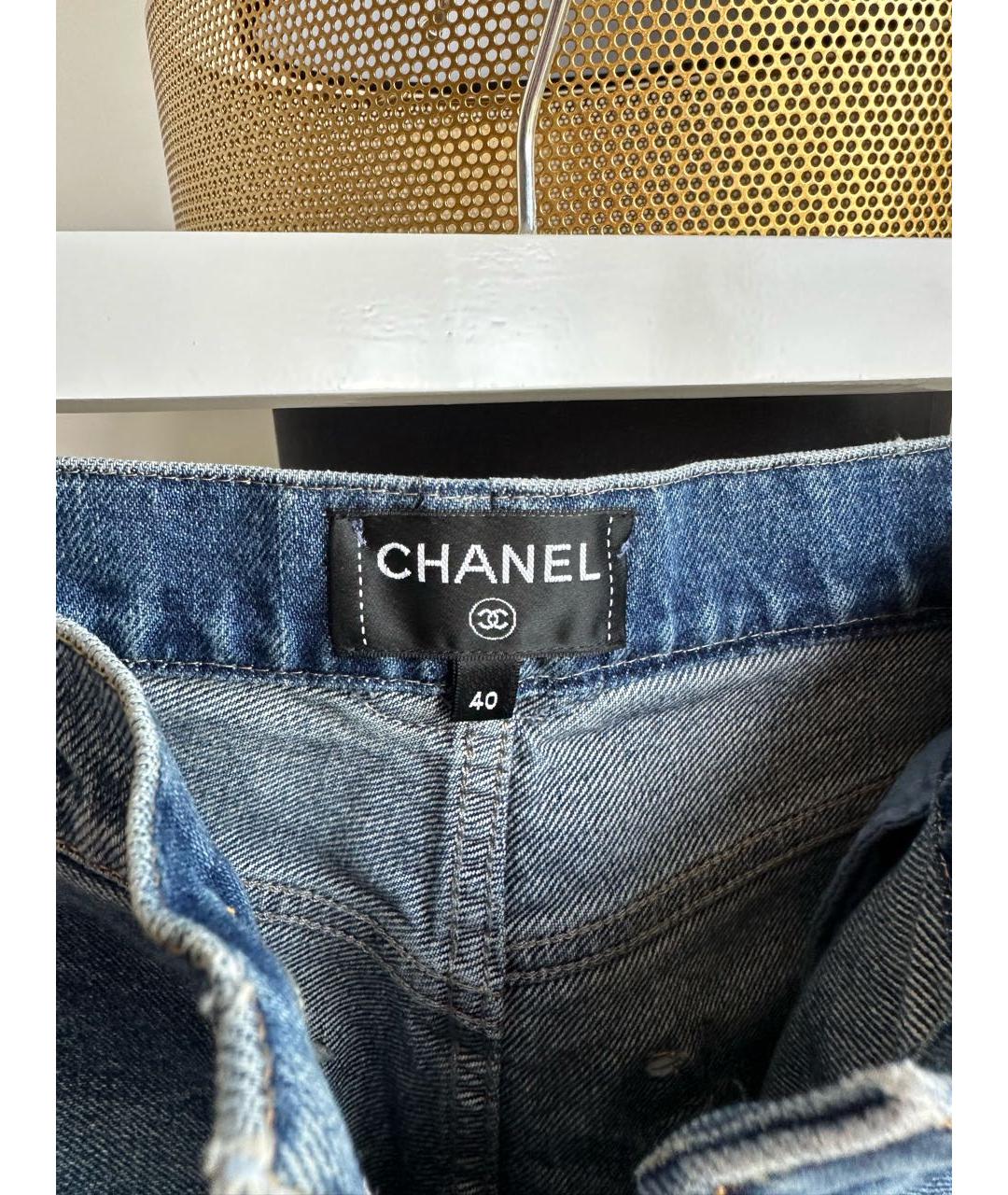CHANEL Темно-синие хлопковые прямые джинсы, фото 3