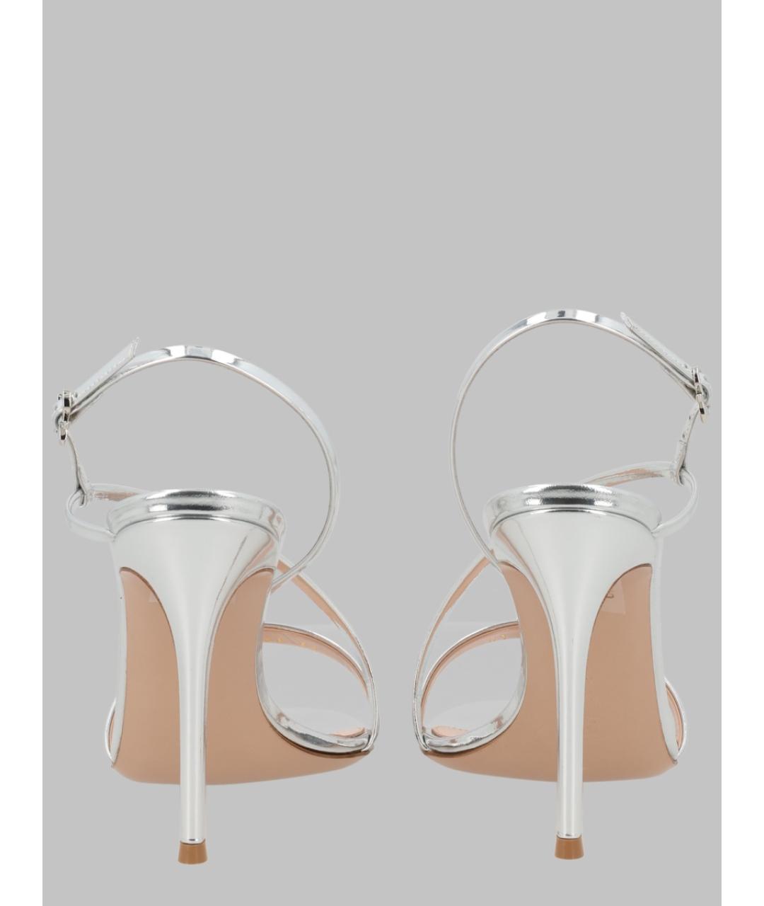 GIANVITO ROSSI Серебряные кожаные босоножки, фото 4