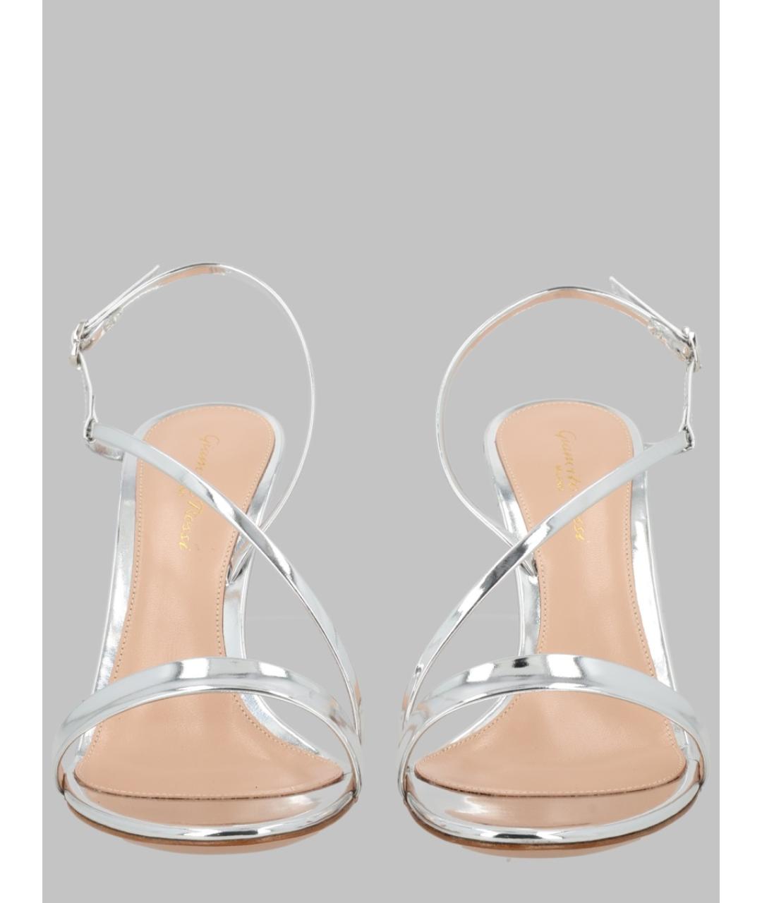 GIANVITO ROSSI Серебряные кожаные босоножки, фото 3