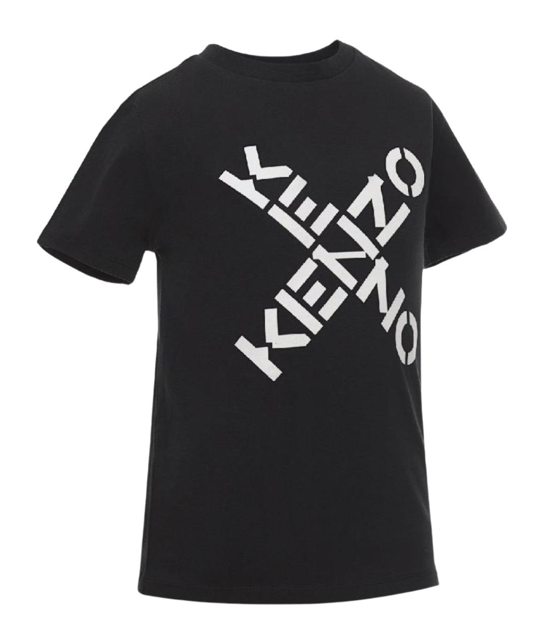 KENZO Черная хлопковая детская футболка, фото 1