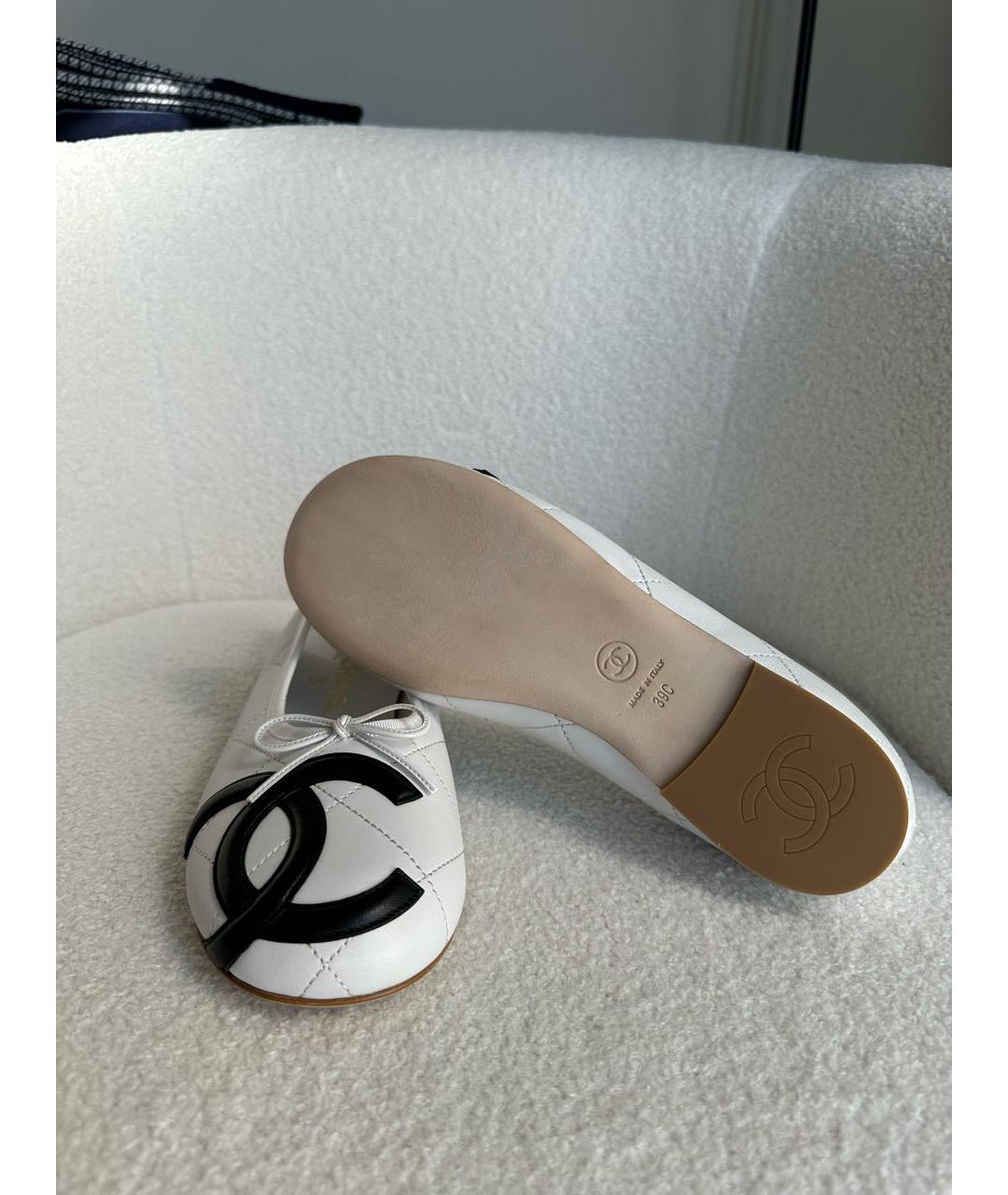 CHANEL Белые кожаные балетки, фото 6