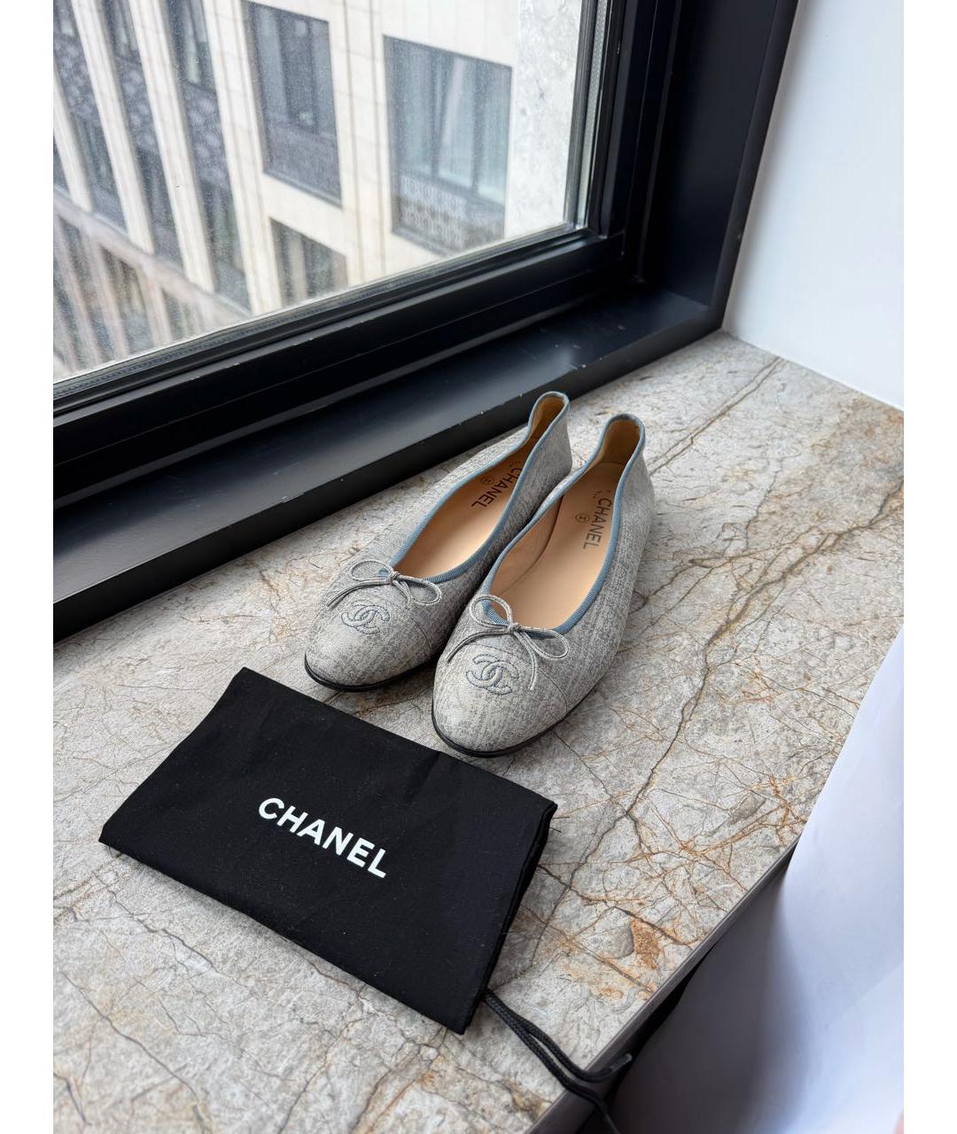 CHANEL Серые балетки, фото 7
