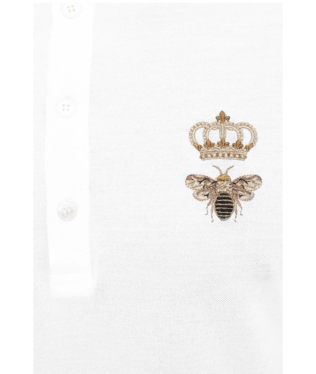 DOLCE&GABBANA Белое хлопко-полиэстеровое поло с коротким рукавом, фото 4