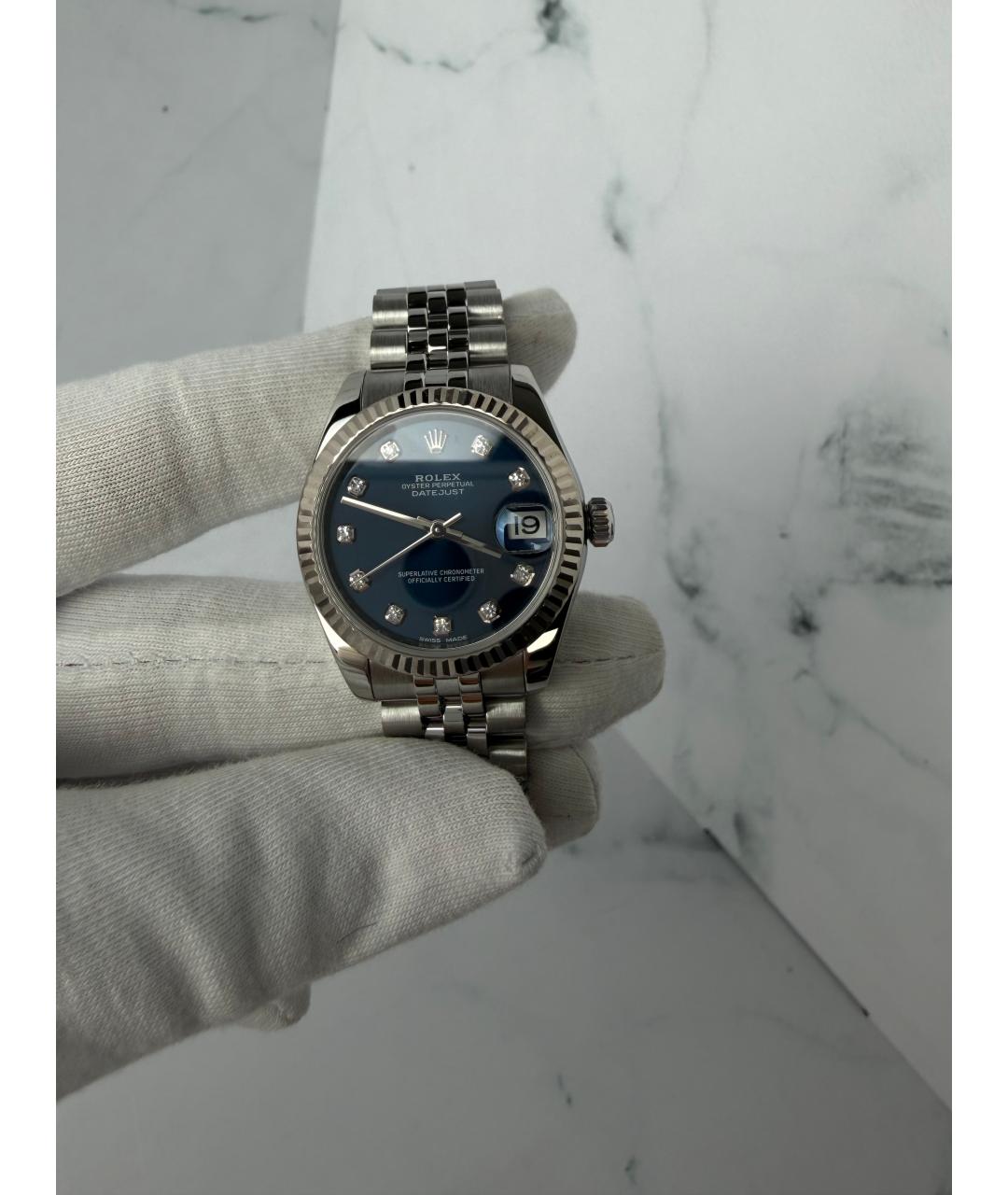 ROLEX Темно-синие часы из белого золота, фото 2