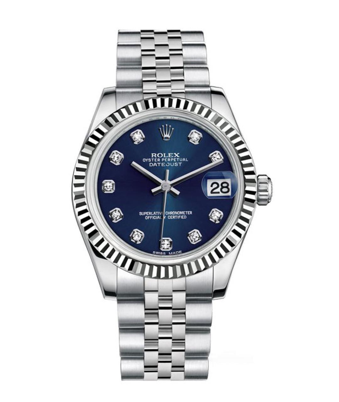 ROLEX Темно-синие часы из белого золота, фото 1