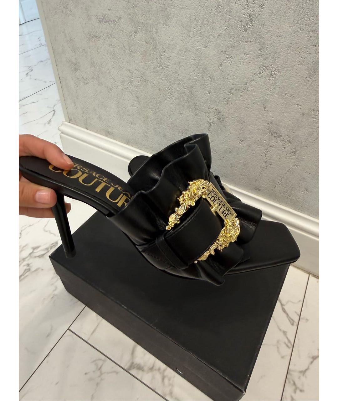 VERSACE JEANS COUTURE Черные мюли из искусственной кожи, фото 3