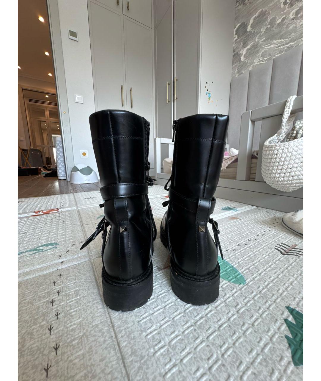 VALENTINO Черные кожаные ботинки, фото 4