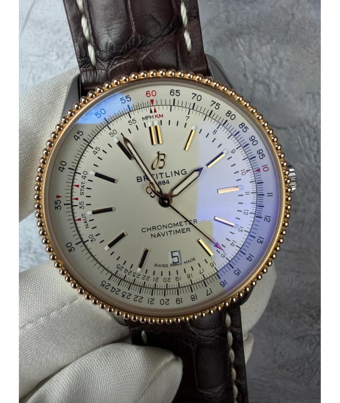 BREITLING Белые часы из розового золота, фото 3